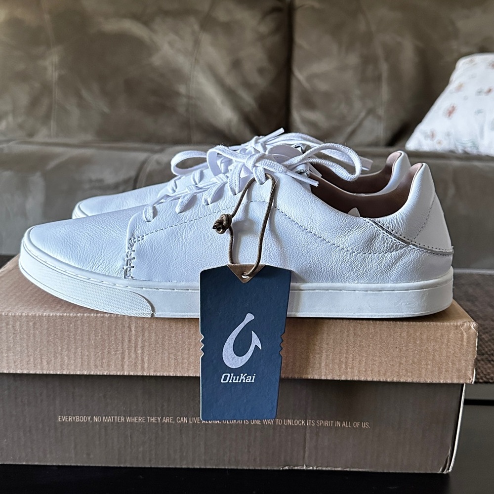 OluKai Women's White Leather Sneakers